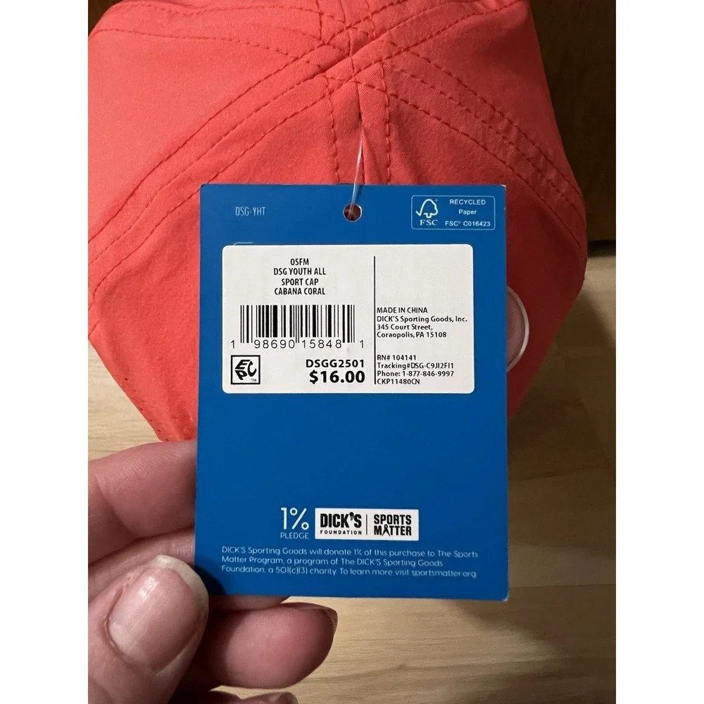 DSG Hat Everyday All Sport Cap Adjustable‎ Strap Youth Cabana Coral Kids